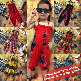 Jumpsuit lanh sành điệu bé gái