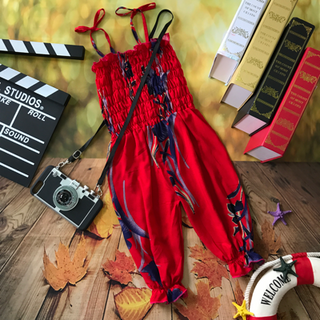 Jumpsuit lanh sành điệu bé gái