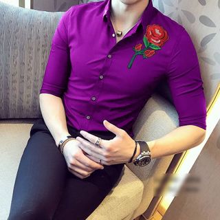 Sơ mi thêu hoa to