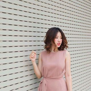 đầm suông sát nách đắp tà thắt nơ