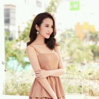 đầm xòe 2 dây 3 tầng dễ thương
