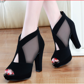 Giày cao gót lưới chéo