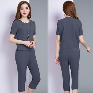Set bộ lửng cổ tròn AEON xanh rêu
