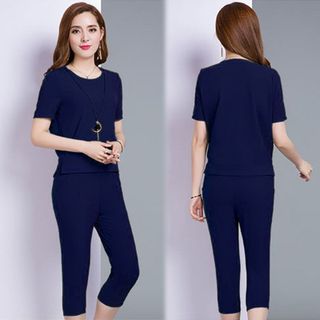 Set bộ lửng cổ tròn AEON xanh rêu