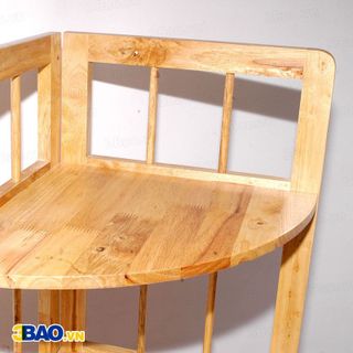 Kệ góc gỗ cao su 38cm 4 tầng màu tự nhiên