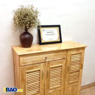 Tủ giày dép gỗ cao su 100 cm màu gỗ tự nhiên