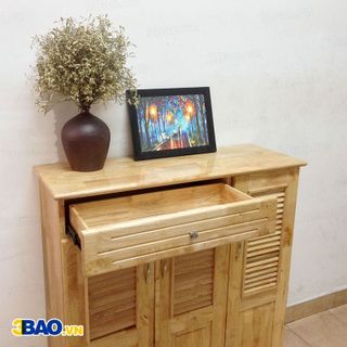 Tủ giày dép gỗ cao su 100 cm màu gỗ tự nhiên