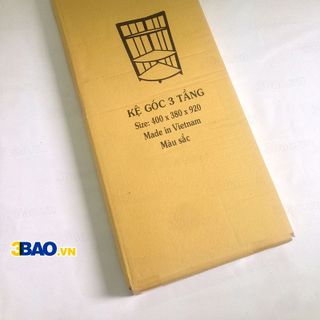 Kệ góc gỗ cao su 38cm 3 tầng màu tự nhiên