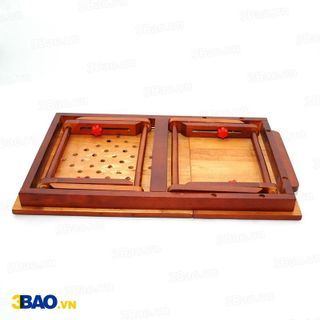Bàn gỗ laptop xếp gọn 53cm nâu cánh gián