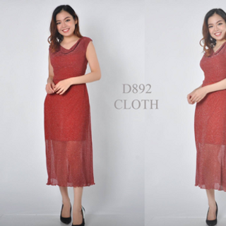 D892-Đầm cổ đổ kim sa
