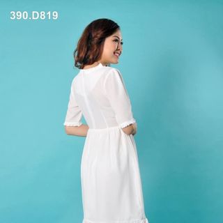 D819-Đầm baby done thêu hoa chất tằm ý