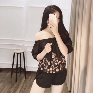 áo trễ vai thêu