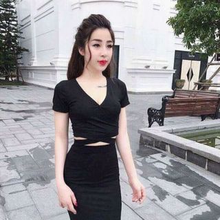 Đầm thun chéo eo