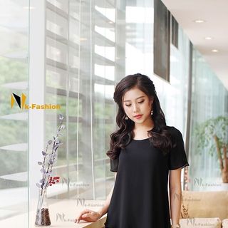 Đầm Suông Chiffon Tà Chéo