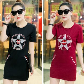 Đầm thun da cá Ngôi Sao Michigan đỏ có size XXXL