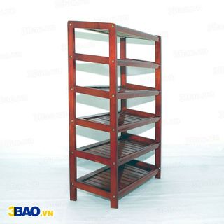 Kệ giày gỗ cao su 62cm 6 tầng màu nâu cánh gián
