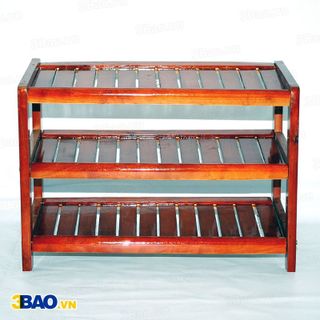 Kệ giày gỗ cao su 62cm 3 tầng màu nâu cánh gián giá sỉ