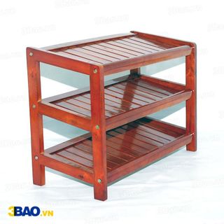 Kệ giày gỗ cao su 62cm 3 tầng màu nâu cánh gián
