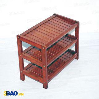 Kệ giày gỗ cao su 62cm 3 tầng màu nâu cánh gián