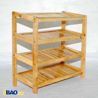 Kệ giày gỗ cao su 62cm 4 tầng màu gỗ tự nhiên