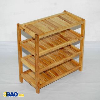Kệ giày gỗ cao su 62cm 4 tầng màu gỗ tự nhiên