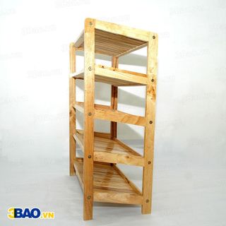 Kệ giày gỗ cao su 62cm 5 tầng màu gỗ tự nhiên