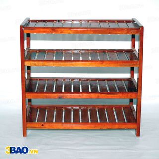 Kệ giày gỗ cao su 62cm 4 tầng màu nâu cánh gián