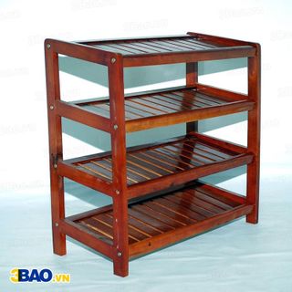 Kệ giày gỗ cao su 62cm 4 tầng màu nâu cánh gián