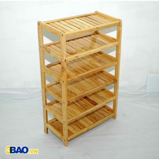 Kệ giày gỗ cao su 62cm 6 tầng màu gỗ tự nhiên