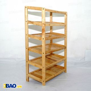 Kệ giày gỗ cao su 62cm 6 tầng màu gỗ tự nhiên