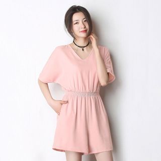 Jumpsuit màu ngói cổ tim quần giả váy bo eo có size XXL