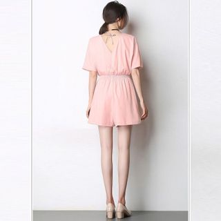 Jumpsuit màu ngói cổ tim quần giả váy bo eo có size XXL