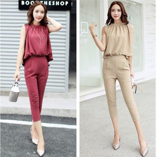Set bộ lửng da cổ yếm đuôi tôm phối dây kéo