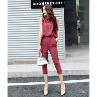 Set bộ lửng màu đất bazan cổ yếm đuôi tôm phối dây kéo