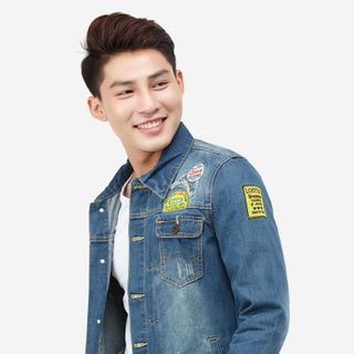 Áo khoác jean Titishop AKN445 màu xanh dương đính logo