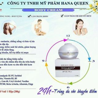 Kem dưỡng da body Hana Queen