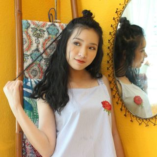 Bộ short Sọc phối hoa hồng
