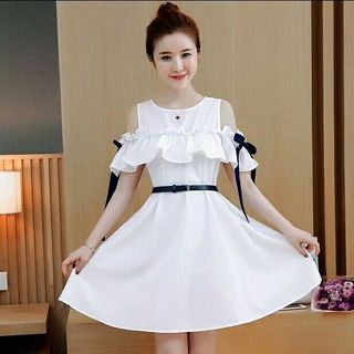 đầm xòe phối nơ tay