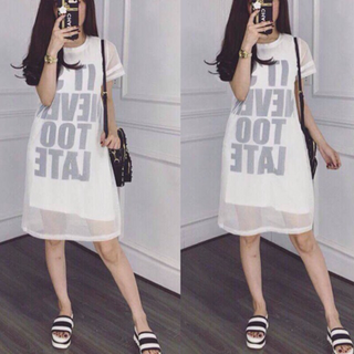 Đầm suông phối lưới