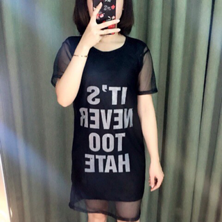 Đầm suông phối lưới
