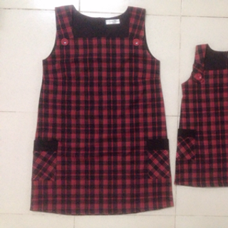 set đầm chữ A mẹ và bé cổ vuông