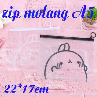 Túi zip Molang a5 trắng đen