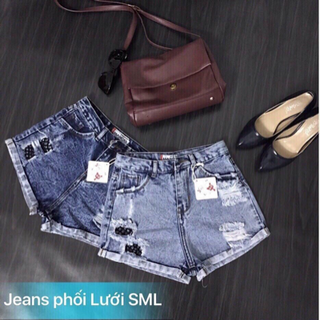 short jean nữ phối lưới