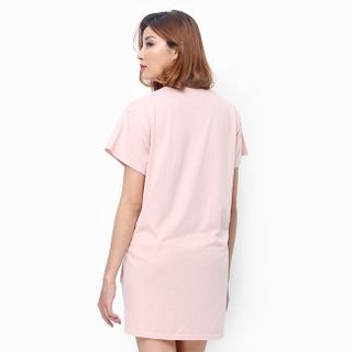 Đầm thun nữ oversize form dài màu hồng