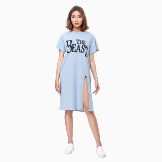 Áo thun nữ oversize form dài màu xanh