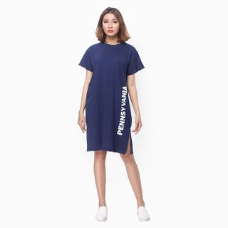 Đầm thun nữ oversize form dài màu xanh đen