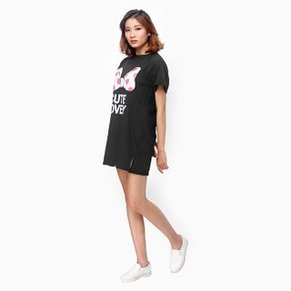 Đầm thun nữ oversize form dài màu đen