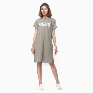Đầm thun nữ oversize form dài màu xanh rêu