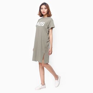 Đầm thun nữ oversize form dài màu xanh rêu