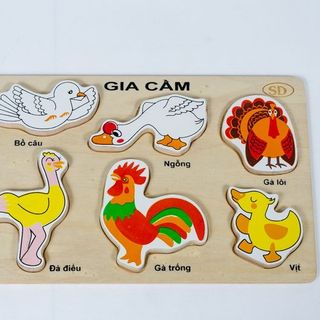 Bộ nhận hình gia cầm đồ chơi trẻ em bằng gỗ giá sỉ